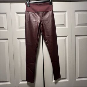Assets by Spanx Faux Leather Leggings in Color Wine Size Small 20258R